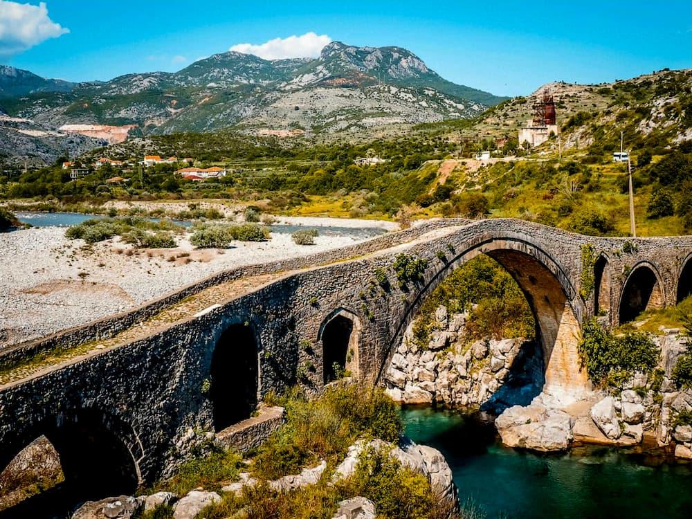 The historic Ottoman Mesi Bridge in Shkoder