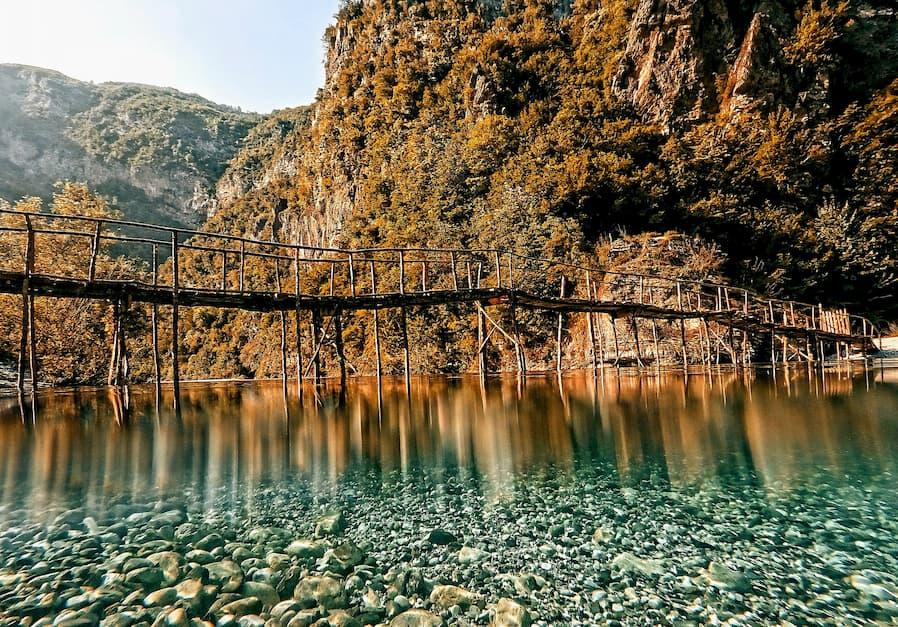 Crystal clear water at the Shala River in Northern Albania