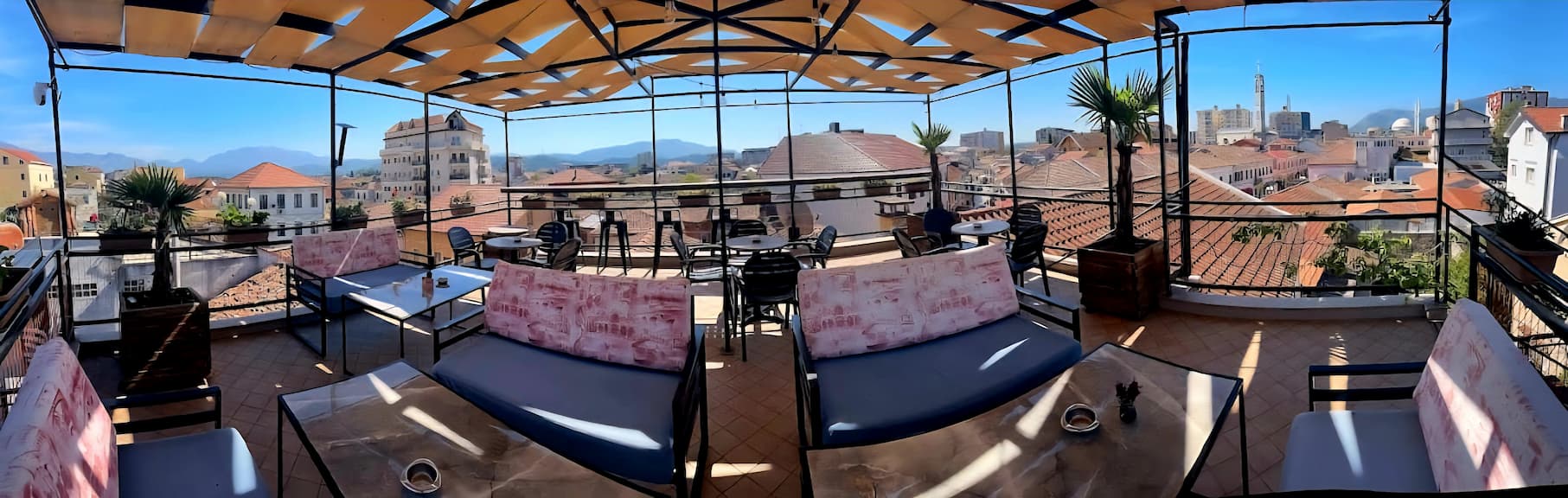 Panoramic rooftop view at Scodrinon Hostel