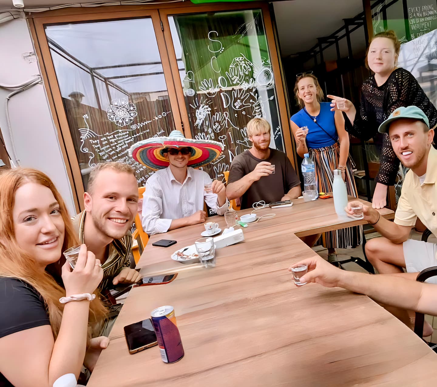 Chill afternoons on the covered patio at Scodrinon Hostel